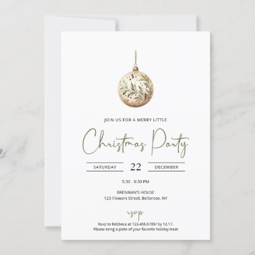 Chic nature terracotta and sage Christmas ball Invitation