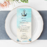 Chic Nautical Anchor Beach Seashore Wedding Menu<br><div class="desc">Personalize easily and quickly,  simply press the Edit Using Design Tools button to further re-arrange and format the style and placement of the text.  Double sided. The Happy Cat Studio</div>