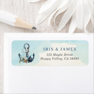 Chic Nautical Anchor Beach Wedding Return Address Label
