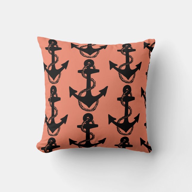 chic nautical ANCHOR pattern | Throw Pillow (Front)