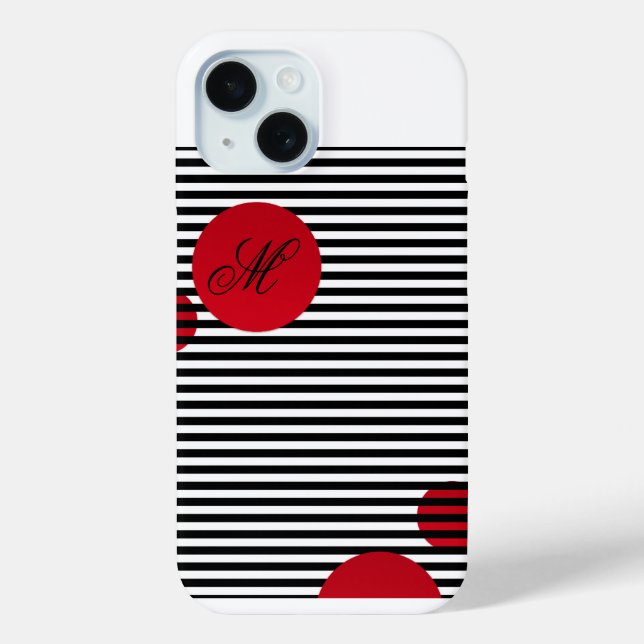 Chic Nautical Black & White Striped Personalized Case-Mate iPhone Case (Back)