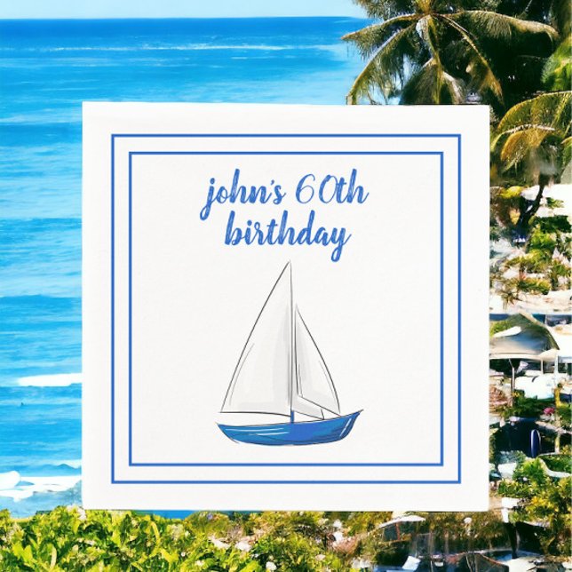 Chic Nautical Blue Ship Cocktail Party  Napkins (Creator Uploaded)