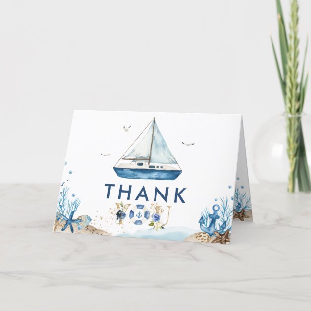 Personalised THANK YOU CARDS-Sail Boat/Yacht Nautical Theme Boy's Birthday Party 