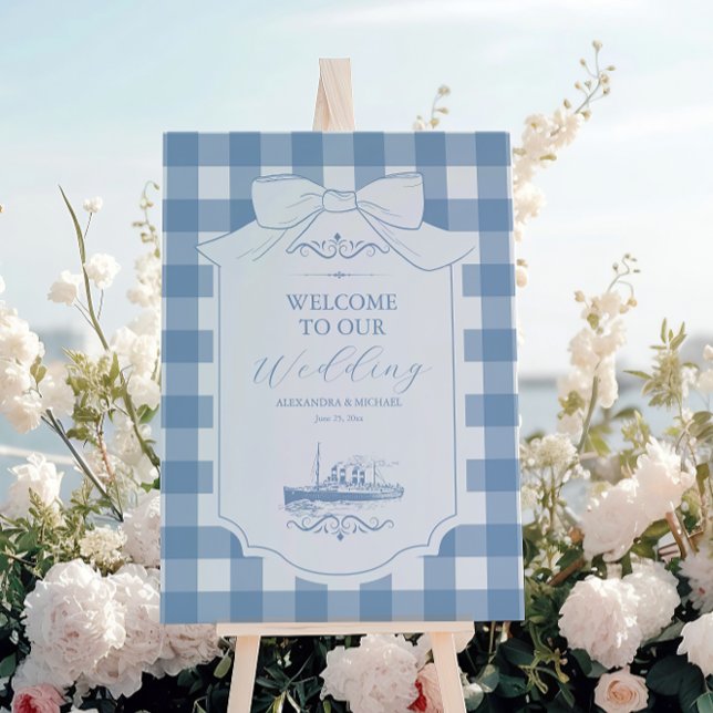 Chic Nautical Coquette Bow Wedding Foam Board (Creator Uploaded)