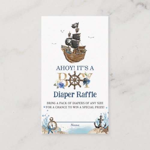 Chic Nautical Pirate Ahoy Its a Boy Diaper Raffle Enclosure Card