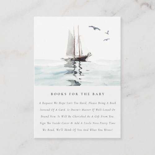Chic Nautical Sailing Yacht Books For Baby Shower Enclosure Card