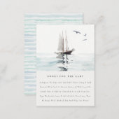 Chic Nautical Sailing Yacht Books For Baby Shower Enclosure Card (Front/Back)