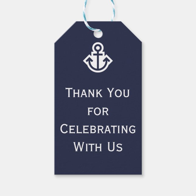 Chic Nautical Thank You Wedding Gift Tag (Front)