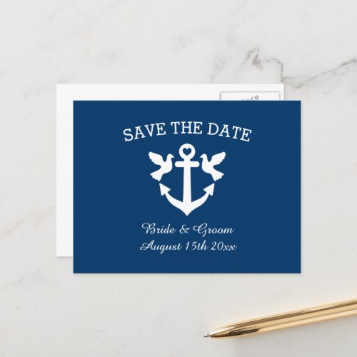 Chic nautical theme wedding save the date card