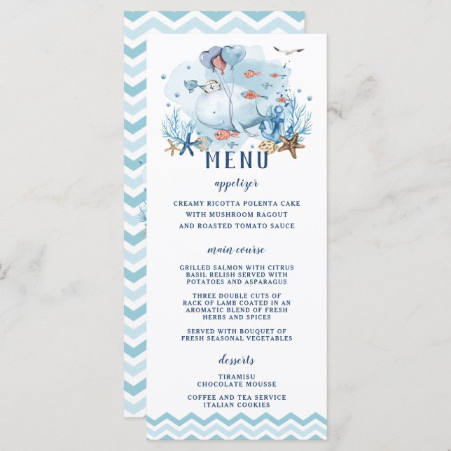 Chic Nautical Whale Blue Chevron Boy Baby Shower  Program (Front/Back)
