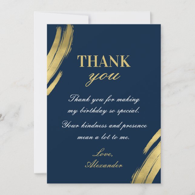 Chic Navy and Gold Elegant Birthday  Invitation (Front)