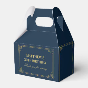 Chic Navy and Gold Gatsby Art Deco Frame Birthday Favor Boxes