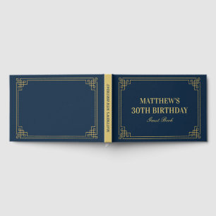 Chic Navy and Gold Gatsby Art Deco Frame Birthday Guest Book