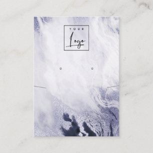 Chic Navy Blue Agate Necklace Earring Logo Display Business Card