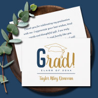 Chic Navy Blue and Gold Grad Cap Graduation