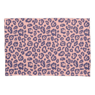 Chic Navy Blue and Pink Leopard Print Pillow Case