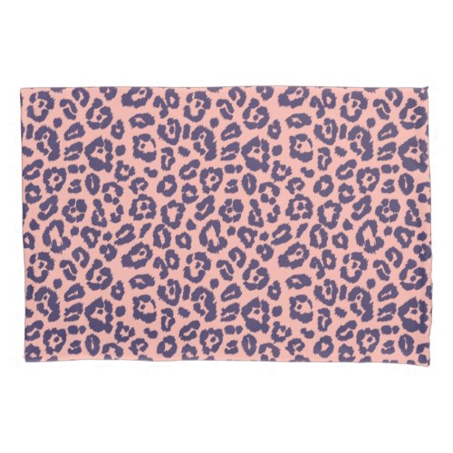 Chic Navy Blue and Pink Leopard Print Pillow Case