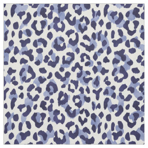 Preppy Blue And White Leopard Print Pattern Fabric
