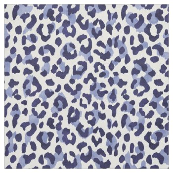 Chic Navy Blue And White Cheetah Print Pattern Fabric by TintAndBeyond at Zazzle