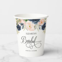 Burgundy Blush Floral 8 oz. Paper Cups (Set of 16)