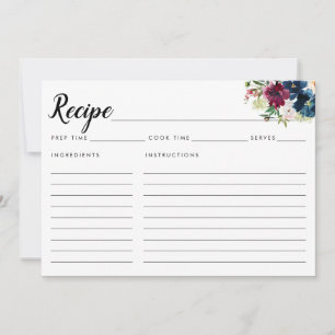 Chic Navy Blue Burgundy Floral Watercolor Recipe