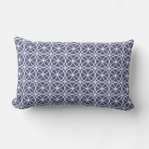 Chic Navy Blue Circle Geometric Pattern Outdoor Lumbar Pillow