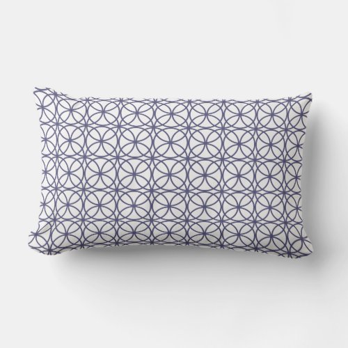 Chic Navy Blue Circle Geometric Pattern Outdoor Lumbar Pillow