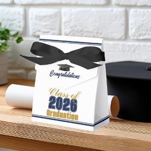 Chic Navy Blue Class of 2026 Custom Graduation Favor Boxes
