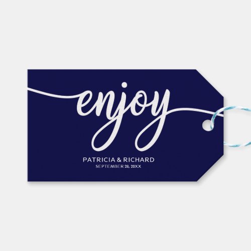 Chic Navy Blue Enjoy Wedding Favor Tags