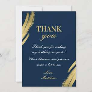 Chic Navy Blue Gold Elegant Birthday  Invitation