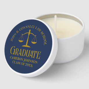 Chic Navy Blue Gold Law School Graduation Party Mini Candle Favors