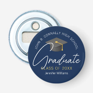 Chic Navy Blue Graduate Custom Graduation Party Bottle Opener