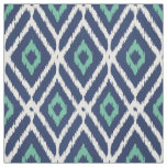 Chic navy blue green ikat tribal diamond pattern fabric