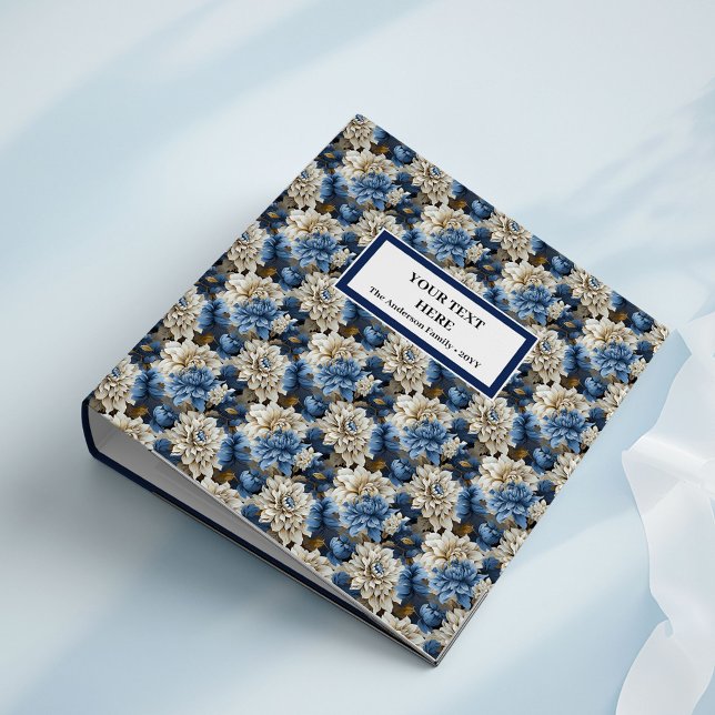 Chic Navy Blue Ivory Floral Memory Album Binder (Chic Navy Blue Ivory Floral Memory Album Binder)