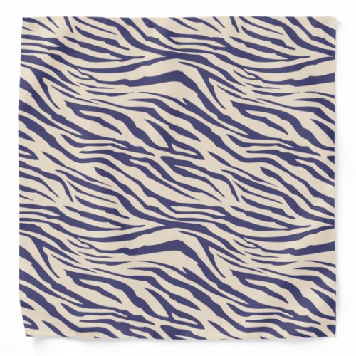 Chic Navy Blue Ivory Zebra Pattern Bandana