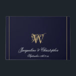 Chic Navy Blue Monogram Names Newlyweds Wedding Doormat<br><div class="desc">Chic Navy Blue Monogram Names Newlyweds Wedding Doormat. Personalized navy blue monogrammed doormat with elegant classic script for the family name initial, names of the bride and groom and date on a solid navy blue background. Perfect gift for newly weds, or beautiful for your own home. Click personalize this template...</div>