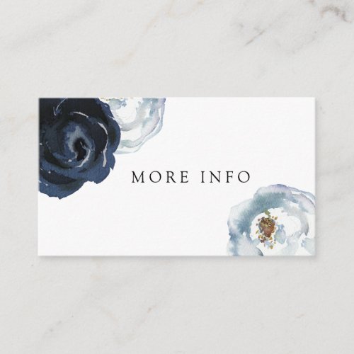 Chic Navy Blue Peony Floral Wedding More Info Enclosure Card
