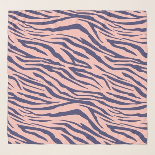 Chic Navy Blue Pink Zebra Pattern Scarf