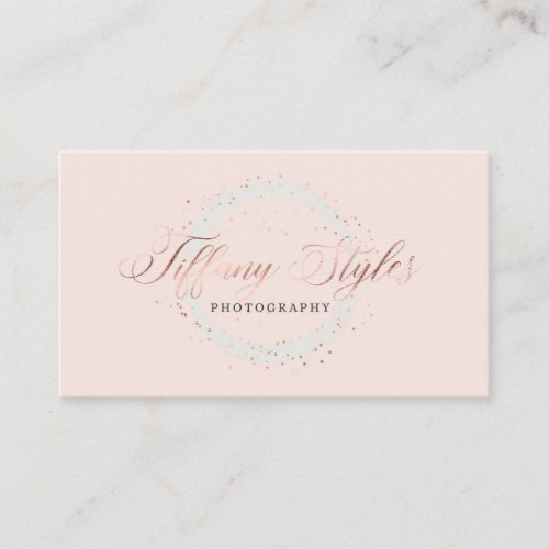 Chic Navy Blue  Rose Gold Foil Company Logo Business Card