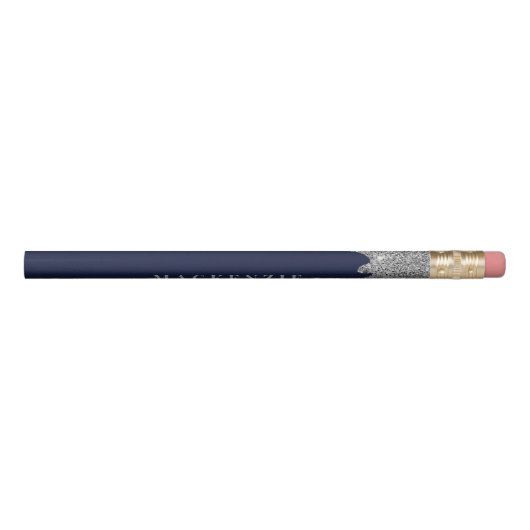 Chic Navy Blue Silver Dripping Glitter Luxury Pencil (Rotated 270)