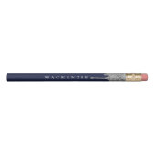 Chic Navy Blue Silver Dripping Glitter Luxury Pencil (Front)