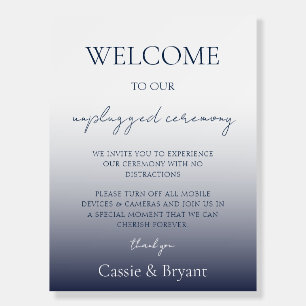 Chic Navy Blue Unplugged Ceremony Wedding Sign