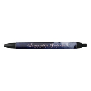 Chic Navy Blue Watercolor Abstract Blush Pink Pen