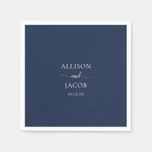 Chic Navy Blue Wedding Napkins