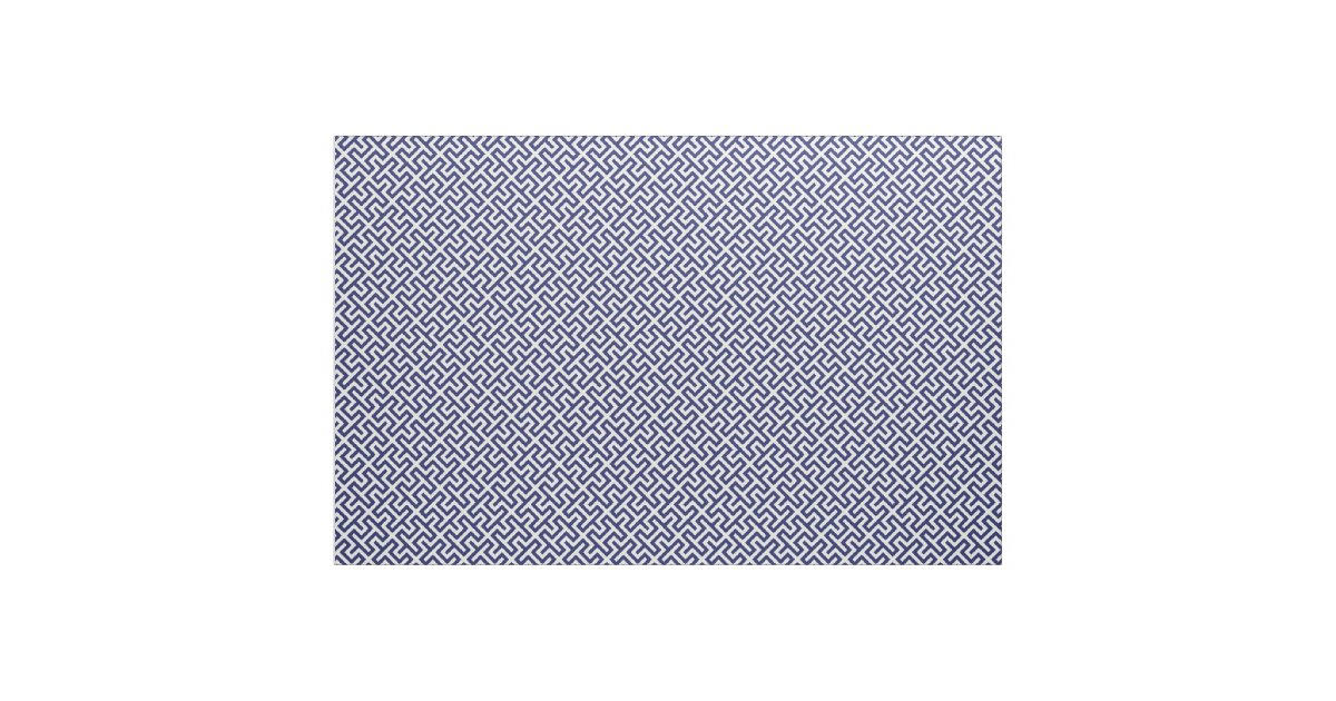 Chic navy blue white abstract geometric pattern fabric | Zazzle
