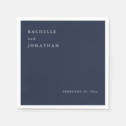 Chic Navy Blue White Simple Wedding Napkins