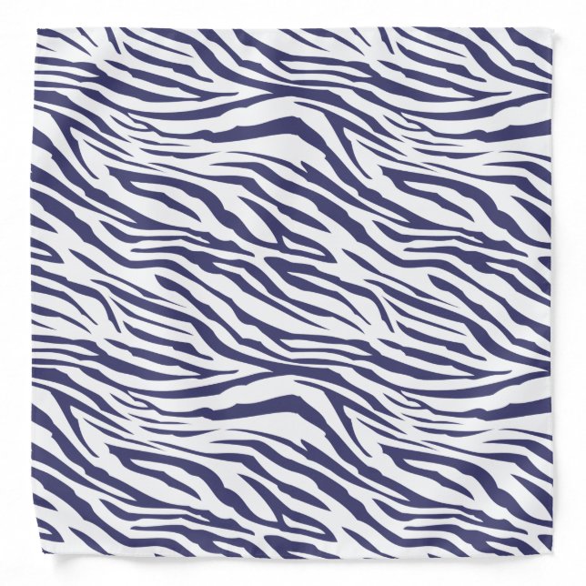 Chic Navy Blue Zebra Pattern Bandana (Front)