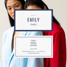 Chic Navy Fashion Stylist / Beauty Business Card