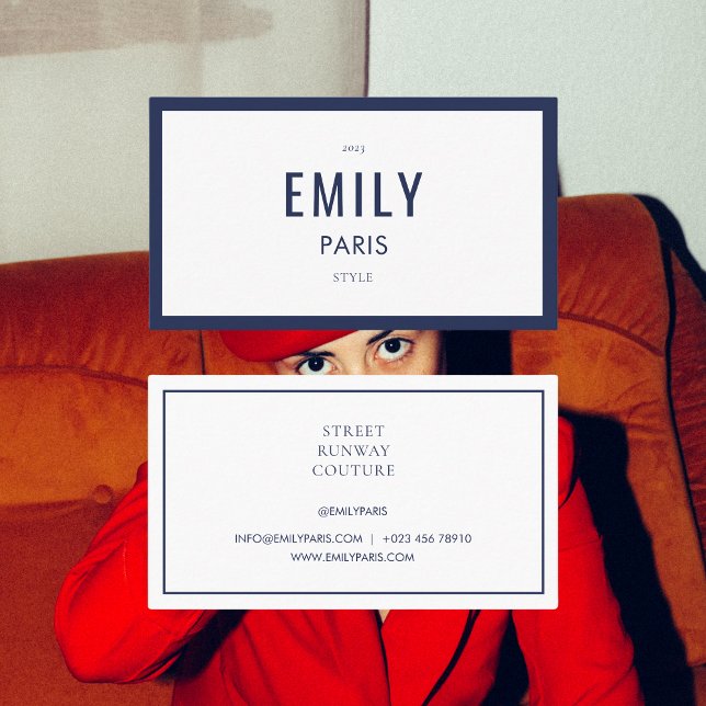 Chic Navy Fashion Stylist Influencer Business Card (Creator Uploaded)