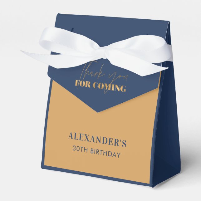 Chic Navy Gold Birthday Thank You Favor Boxes (Front Side)